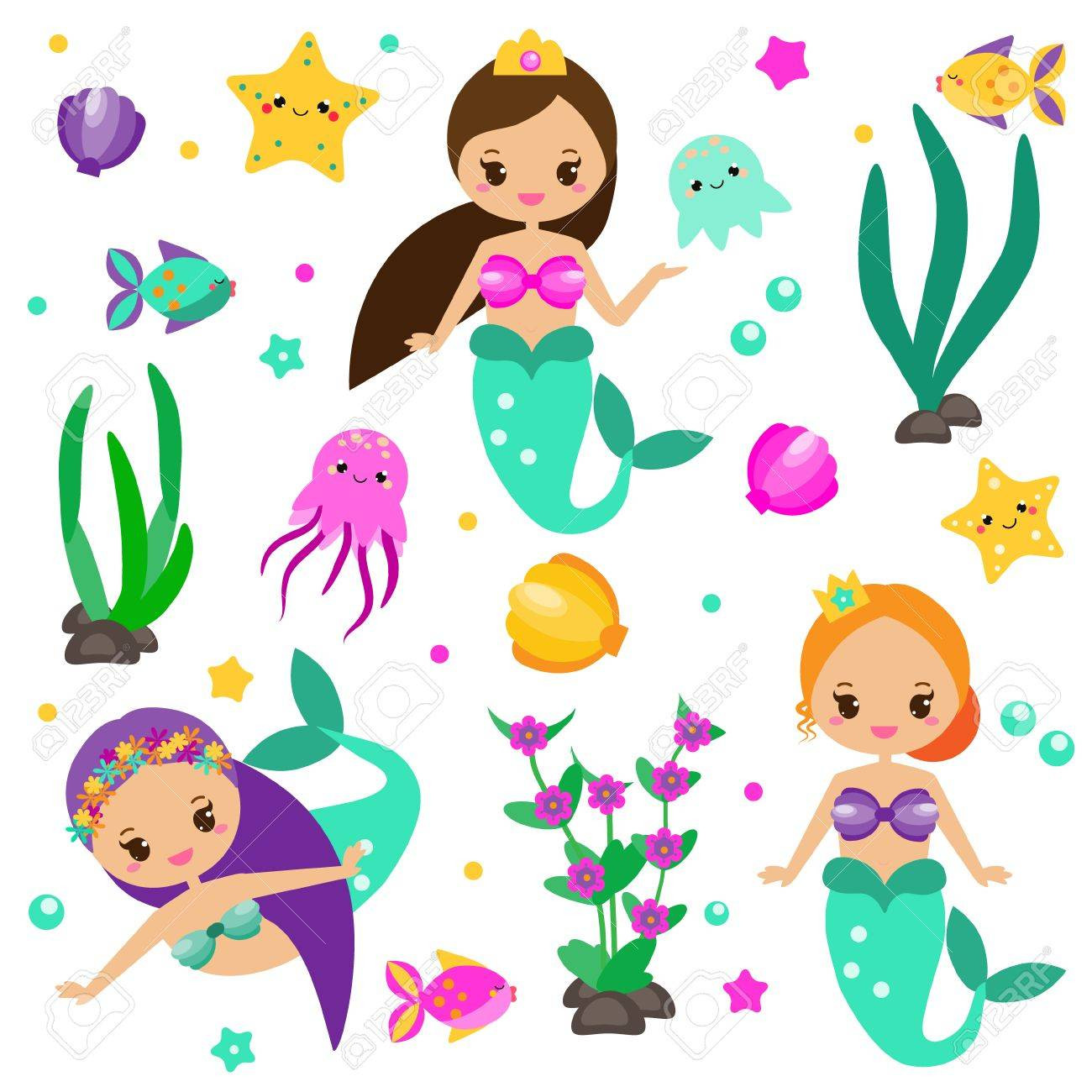1300x1300 Children Princess Party Design Elements Stickers Clip Art