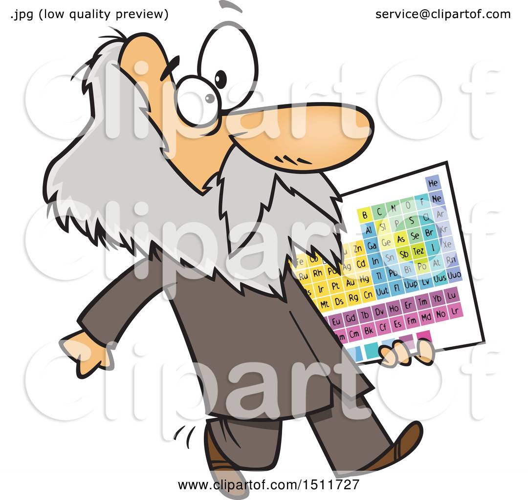 1080x1024 Clipart Of A Cartoon Man, Dmitri Mendeleev, Carrying The Periodic