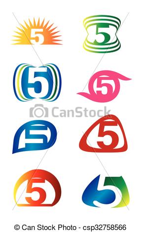 286x470 Number Five 5 Logo Icon Template Elements Set Clip Art Vector