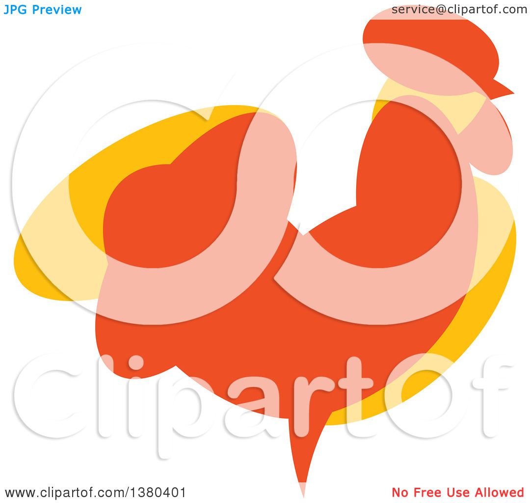 1080x1024 Clipart Of A Red And Yellow Rooster In Profile