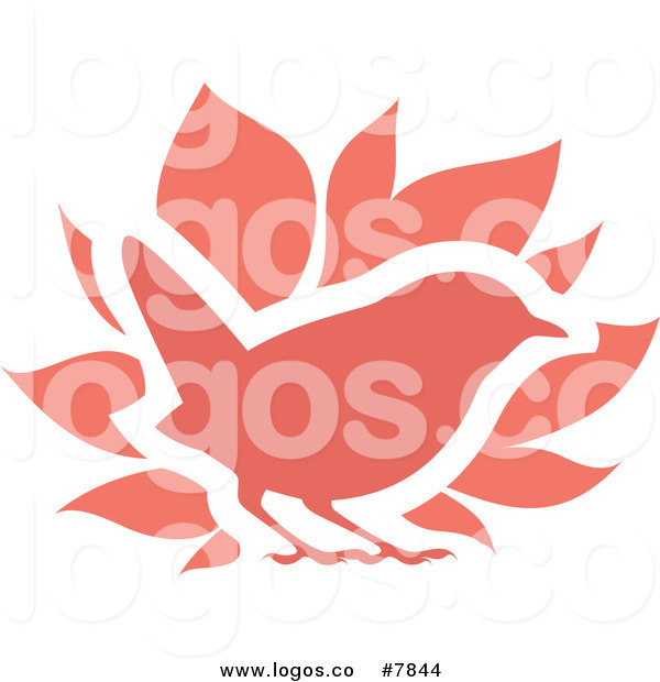 600x620 Royalty Free Clip Art Vector Logo Of A Red Bird And Leaves By