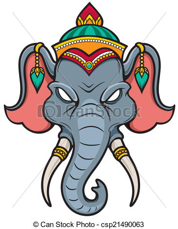365x470 Vector Illustration Of Elephant Head Clip Art Vector