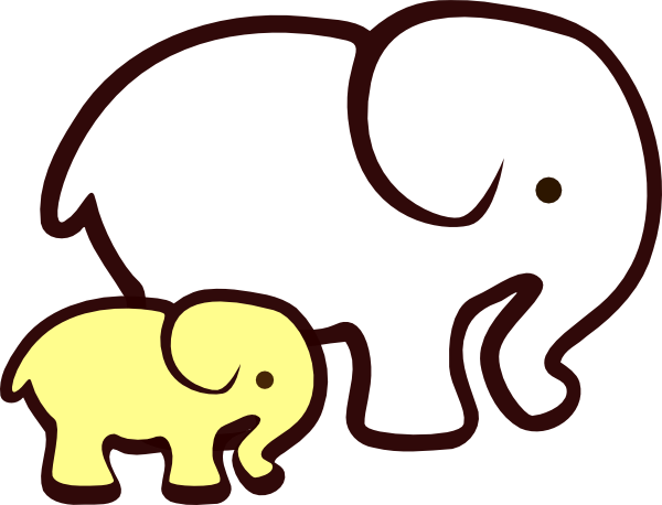 600x458 Yellowwhite Elephant Mom Amp Baby Clip Art