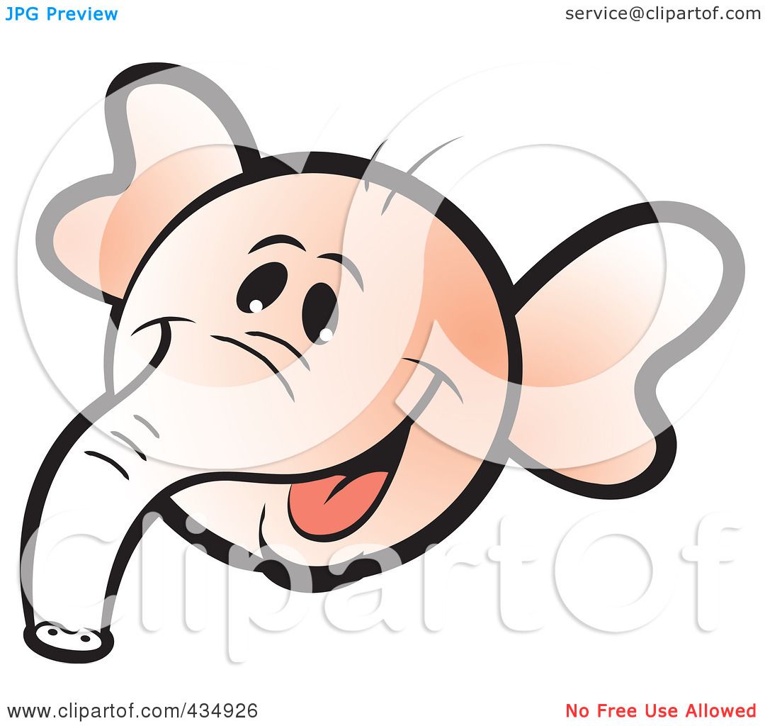 1080x1024 Royalty Free (Rf) Clipart Illustration Of A Pink Elephant Face By