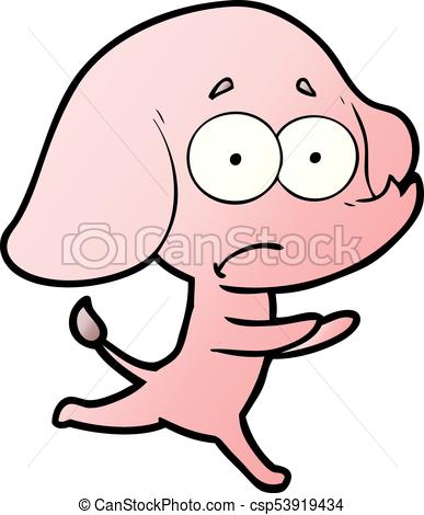 387x470 Cartoon Unsure Elephant Running Away Vectors