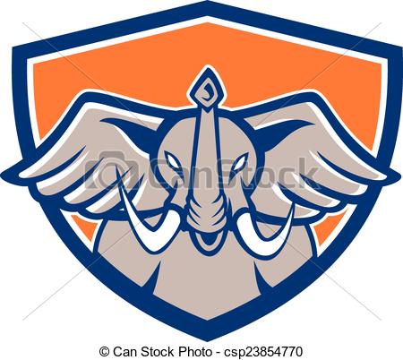 450x402 Elephant Head Front Shield Cartoon. Illustration Of An Vectors