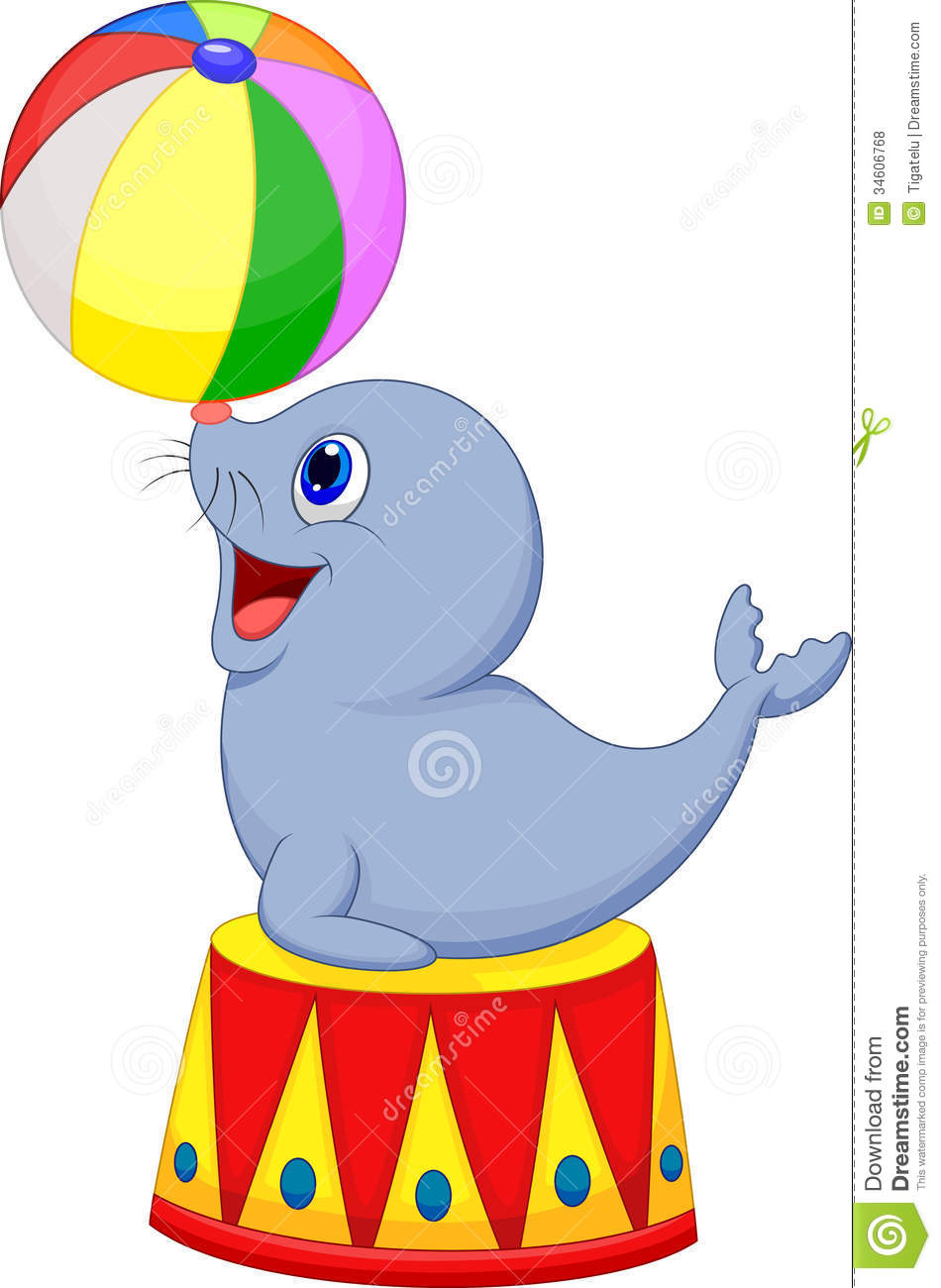 950x1300 Circus Cartoon Seal Playing A Ball