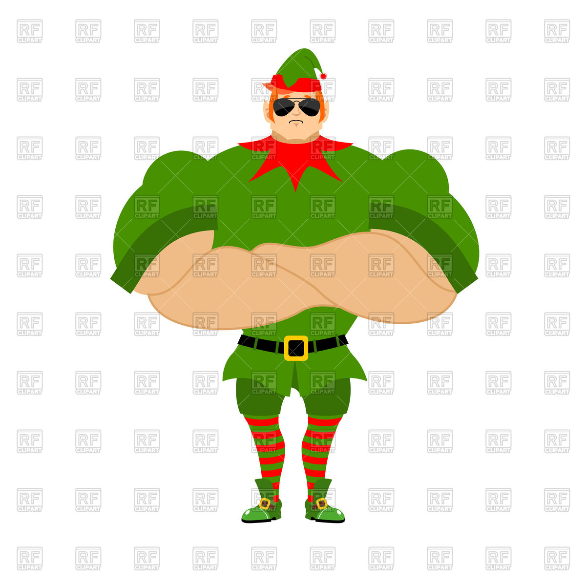 1200x1200 Strong Elf. Christmas Guards. Royalty Free Vector Clip Art Image