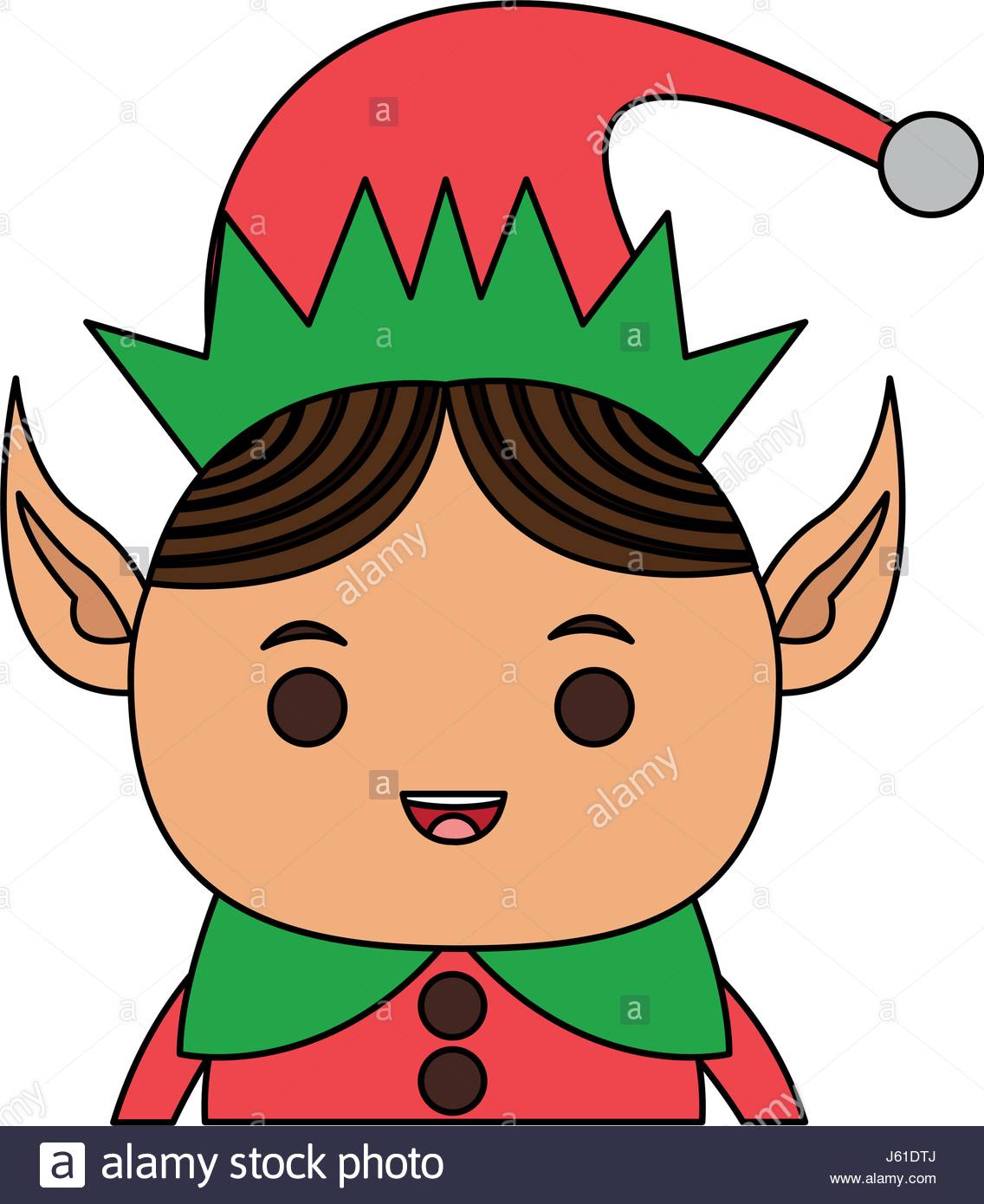 1136x1390 Color Image Cartoon Half Body Christmas Elf With Long Ears Stock