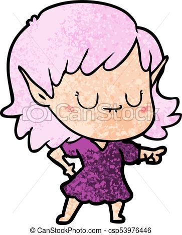 363x470 Happy Cartoon Elf Girl Wearing Dress Eps Vector