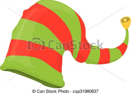 450x323 Cartoon Green Christmas Elf Hat. Vector Illustration Vectors