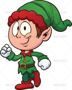 236x294 Cartoon Christmas Elf Characters. Vector Clip Art Illustration