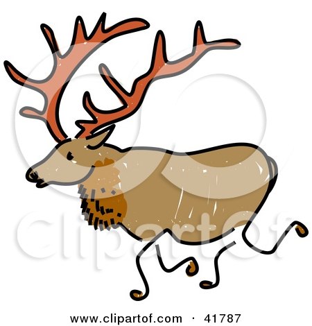 450x470 Clipart Illustration Of A Sketched Elk By Prawny