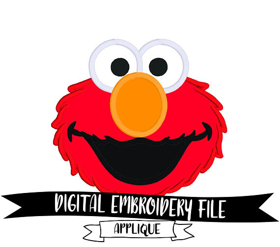 570x503 Elmo Face Embroidery Design File 5x7 Sesame Street