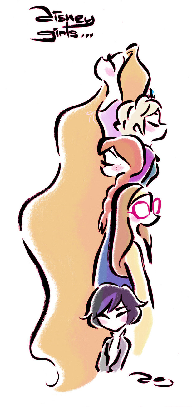 615x1300 Rapunzel, Elsa, Anna, Honey Lemon And Go Go Tomago By Princekido