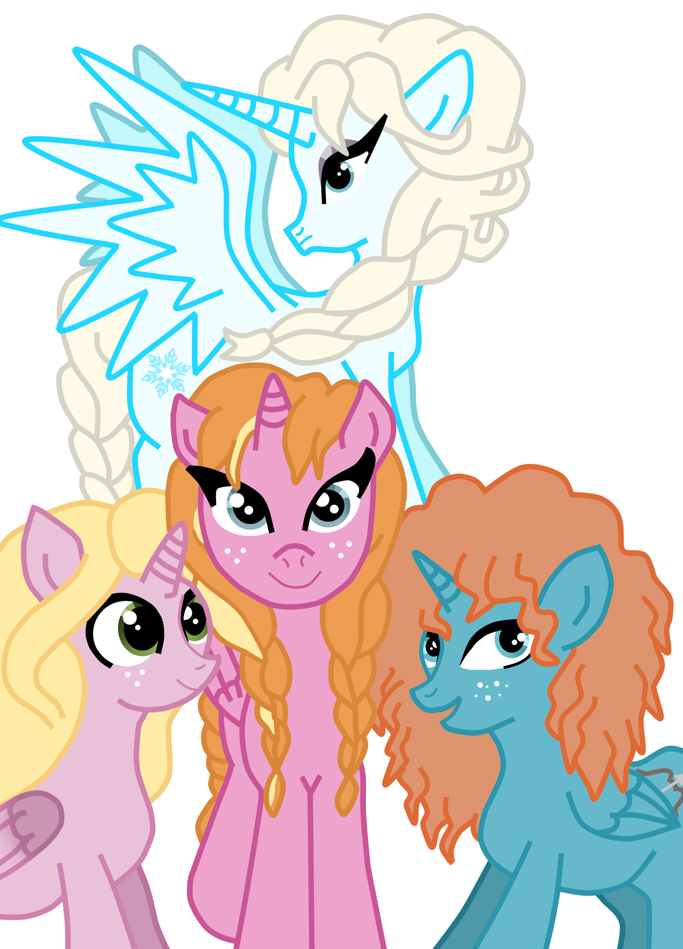 2351x3265 Rapunzel Merida Elsa Anna Ponies By Dramakid99