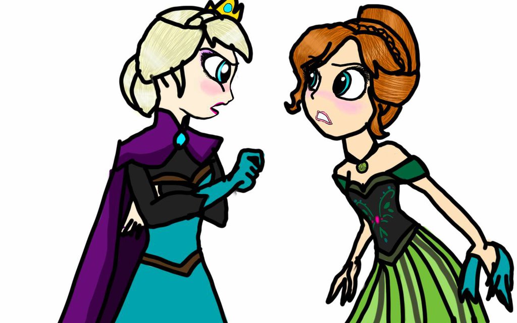 1024x640 Anna And Elsa Fighting By Mlprainbow10
