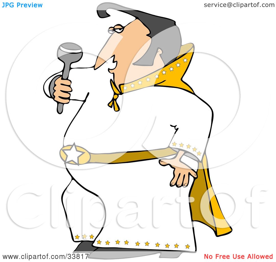 1080x1024 Clipart Illustration Of An Elvis Impersonator In A White Costume