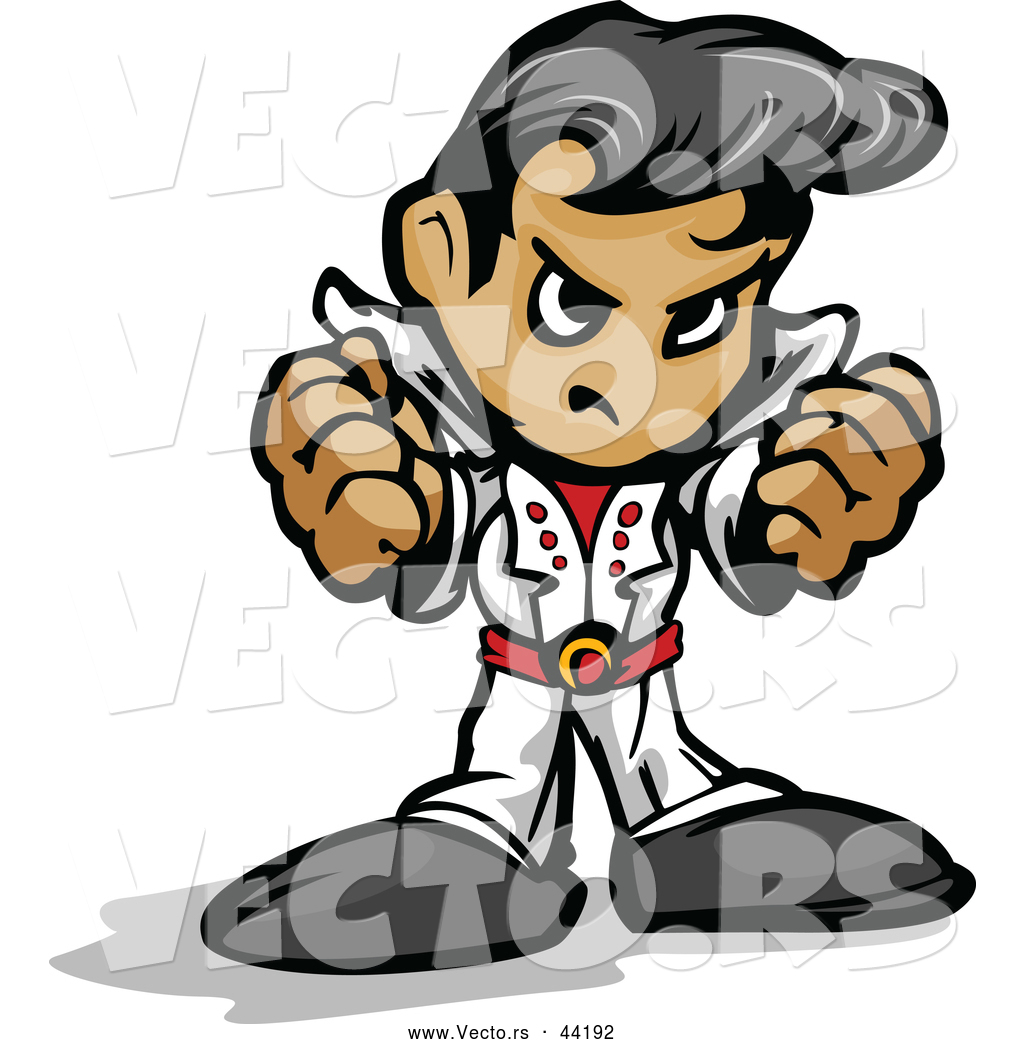 1024x1044 Vector Of A Cartoon Elvis Intimidating With Fists And Mean Grin By