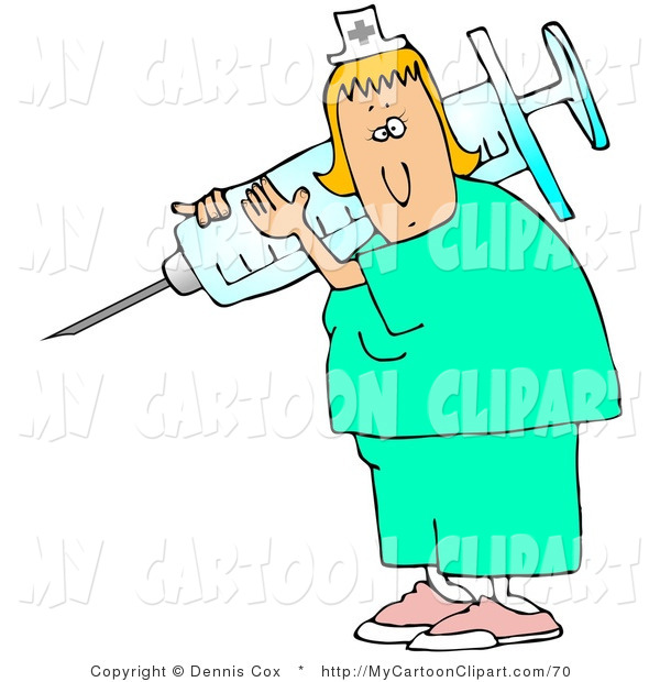 600x620 Clip Art Of A Caucasian Nurse Lady In Scrubs, Carrying A Giant