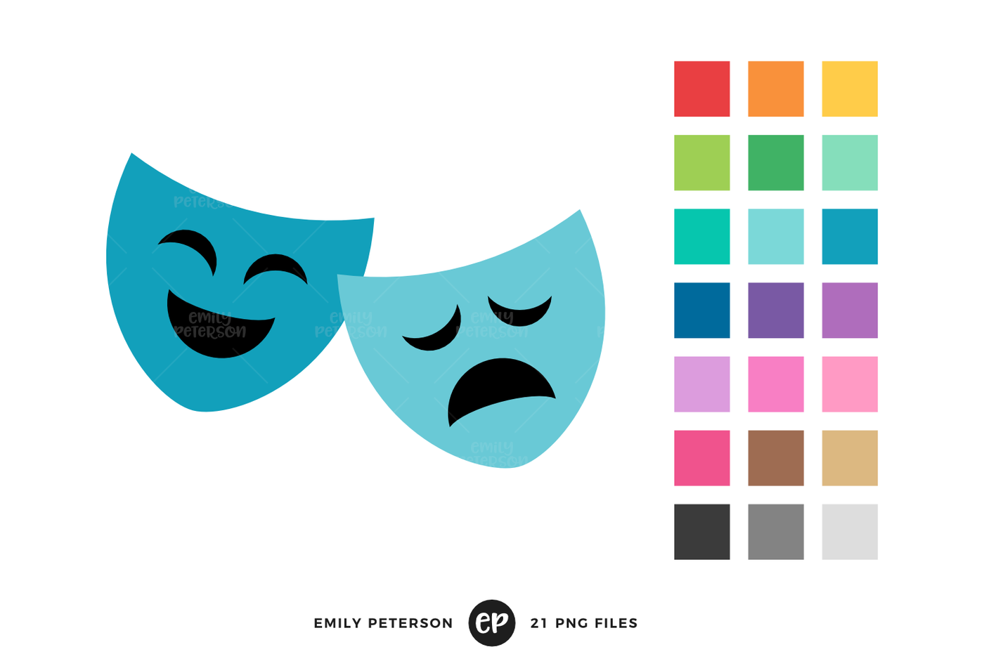 1400x931 Theatre Masks Clipart By Emily Peterson Studio