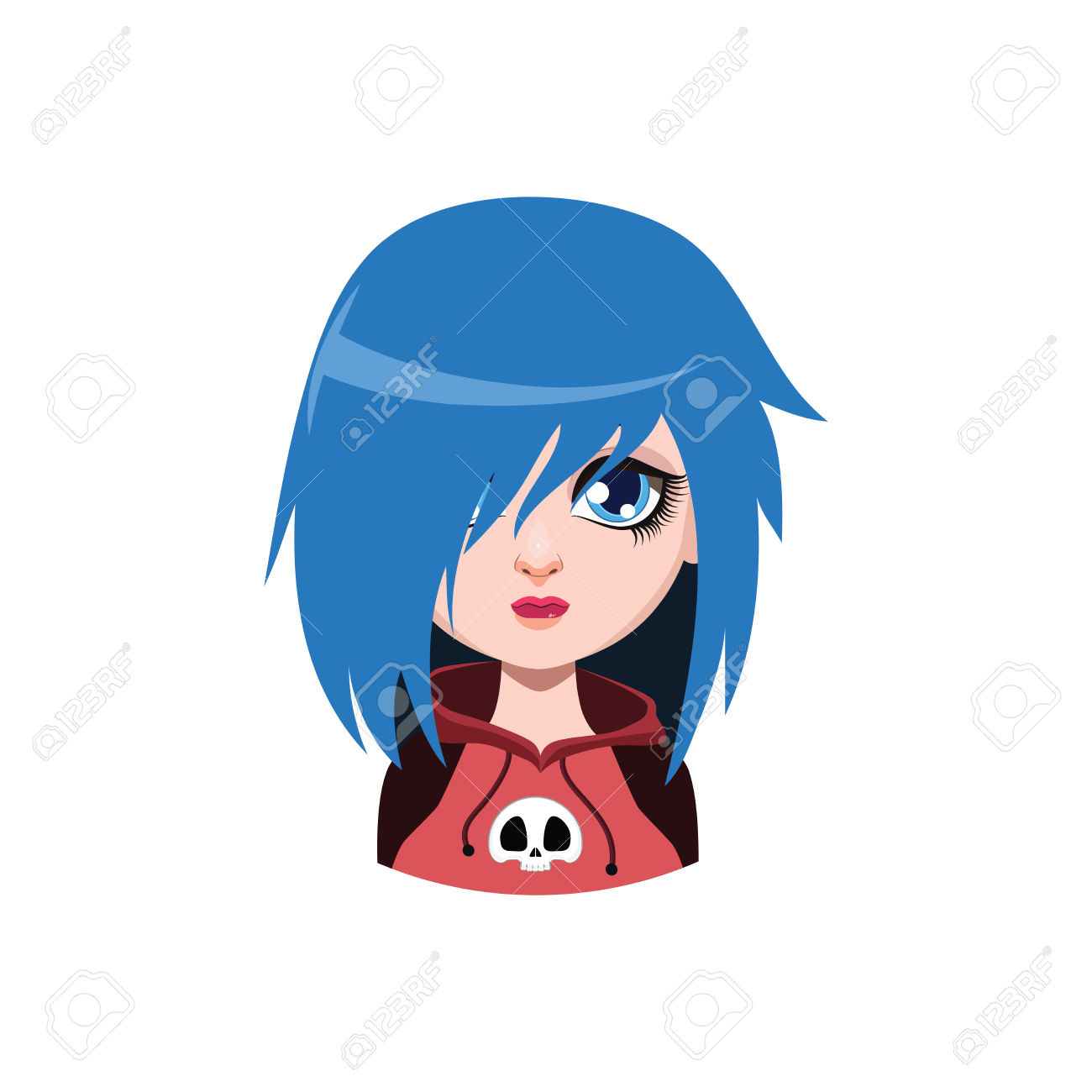 1300x1300 Blue Hair Color Clipart