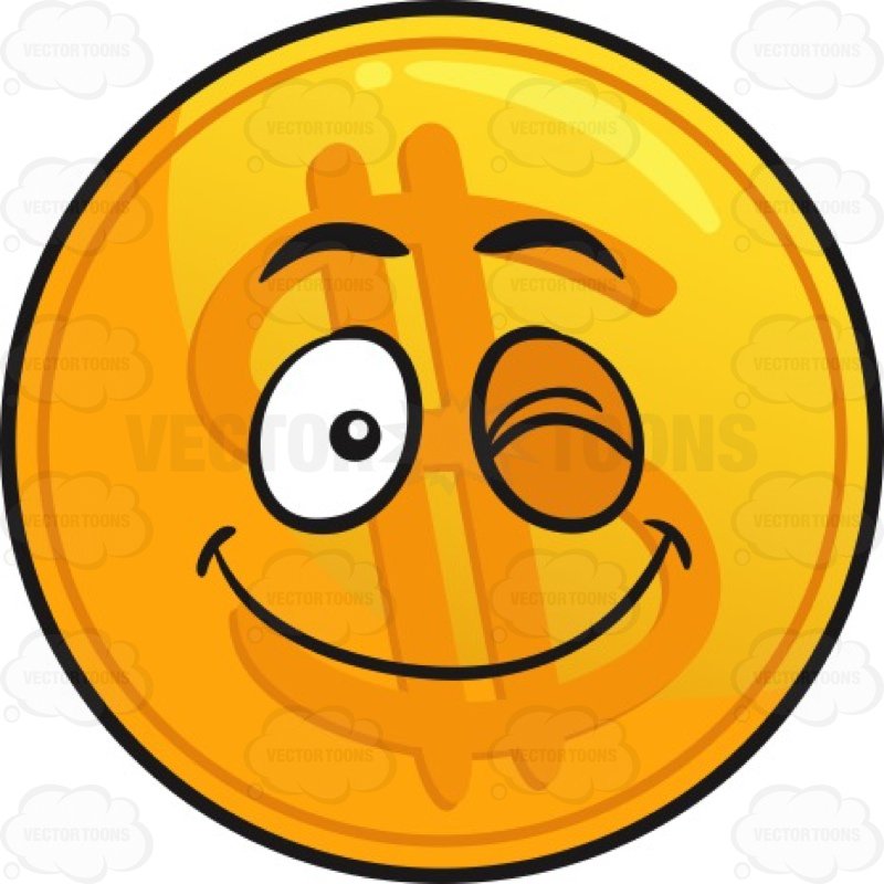 800x800 Happy Wink Golden Coin Emoji Cartoon Clipart Vector Toons