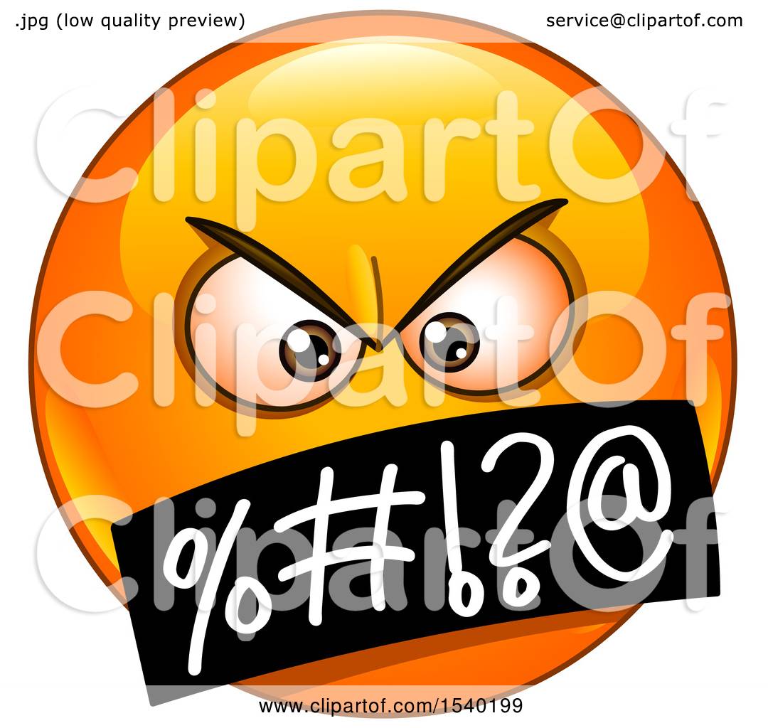 1080x1024 Clipart Of A Cursing Emoji Emoticon Face With Symbols Over