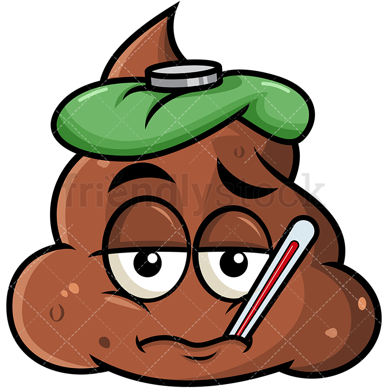 800x800 Feverish Sick Poop Emoji Cartoon Vector Clipart