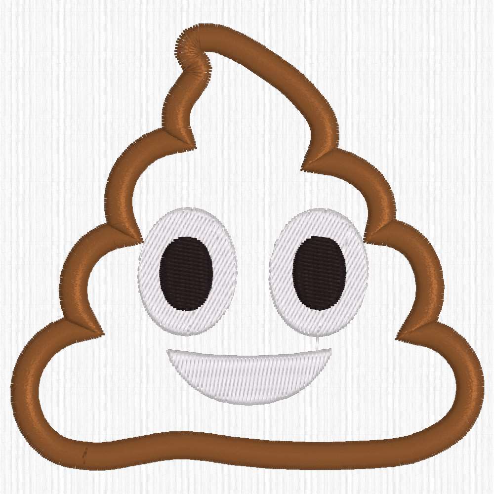 1000x1000 Poop Emoji Applique Machine Embroidery Design Download