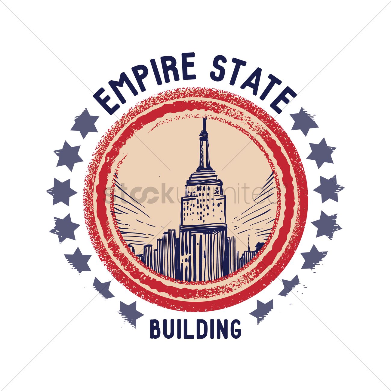 1300x1300 Grunge Rubber Stamp Of Empire State Building Vector Image