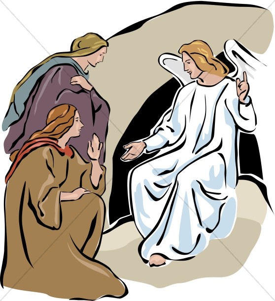 558x612 Two Marys With An Angel In Color Easter Clipart