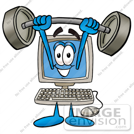 450x450 Cliprt Graphic Of Desktop Computer Cartoon Character Holding