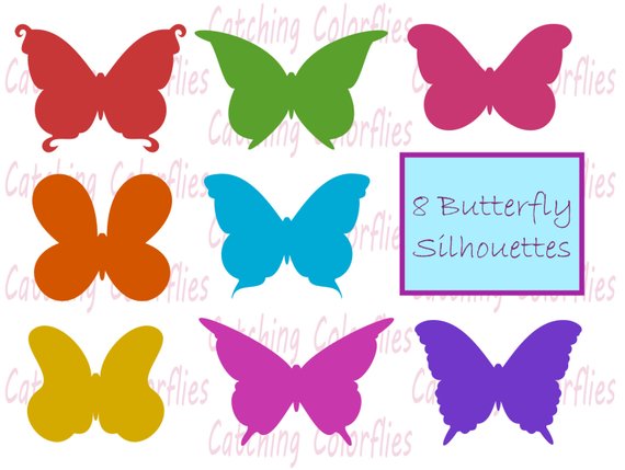 570x429 Butterfly Silhouette Clipart Clip Art, Instant Download Butterfly
