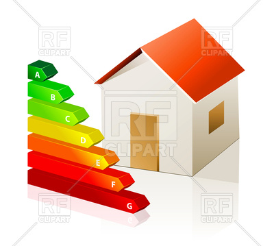 400x359 House And Energy Classification Graph Icon Royalty Free Vector