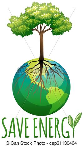 266x470 Save Energy Theme With Earth And Tree Illustration Clip Art Vector