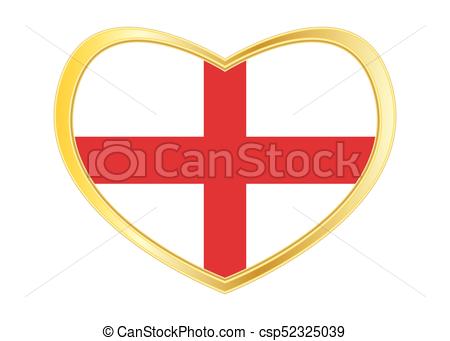 450x341 Flag Of England In Heart Shape, Golden Frame. English Vectors