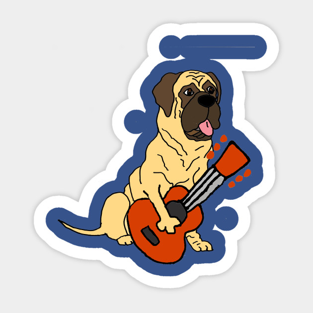 630x630 Funny English Mastiff Dog Playing Guitar Art