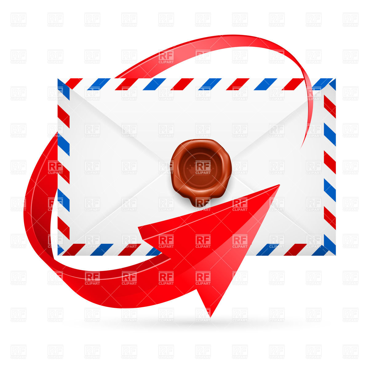 1200x1200 Avia Mail Envelope With Wax Seal Twined By Arrow Around Royalty