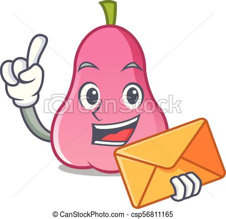 450x435 With Envelope Rose Apple Character Cartoon Vector Clip Art