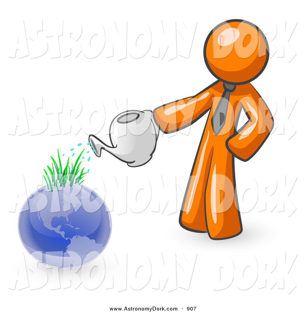 1024x1044 Clip Art Of A Shiny Orange Man Using A Watering Can To Water New