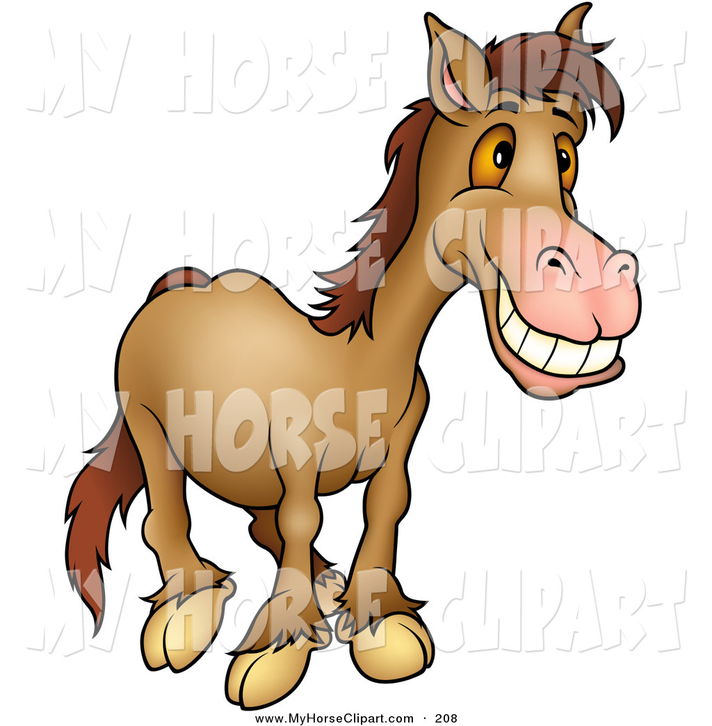 1024x1044 Clip Art Of A Smiling Brown Horse With Orange Eyes By Dero