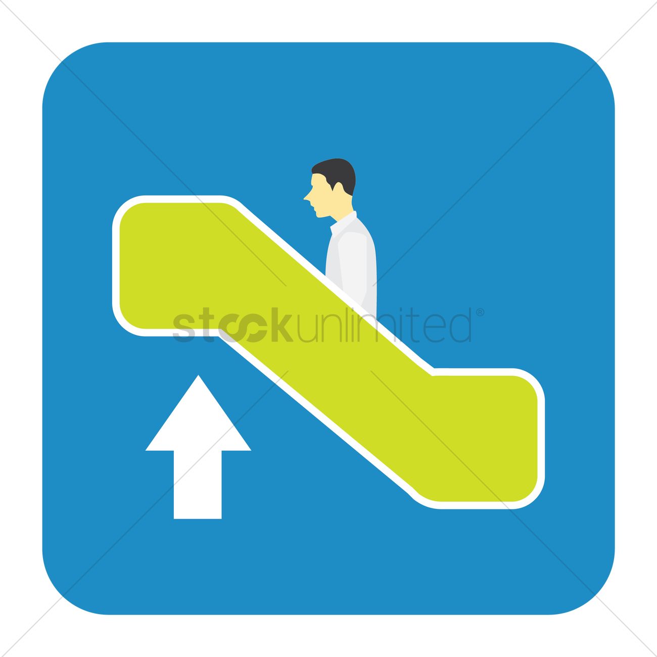 1300x1300 Man Going Up On Escalator Vector Image