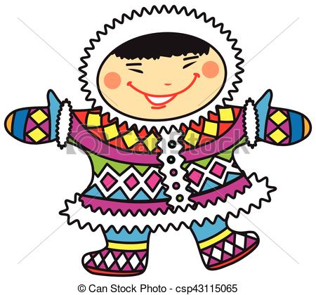 450x420 Happy Smiling Cartoon Eskimo Boy In Colorful National Clip Art