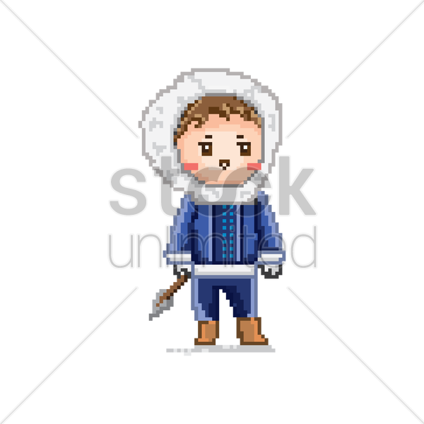 600x600 Pixel Art Eskimo Vector Image