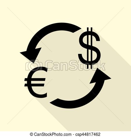450x470 Currency Exchange Sign. Euro And Us Dollar. Black Icon