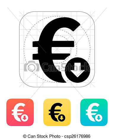 385x470 Euro Exchange Rate Down Icon. Vector Illustration. Vector