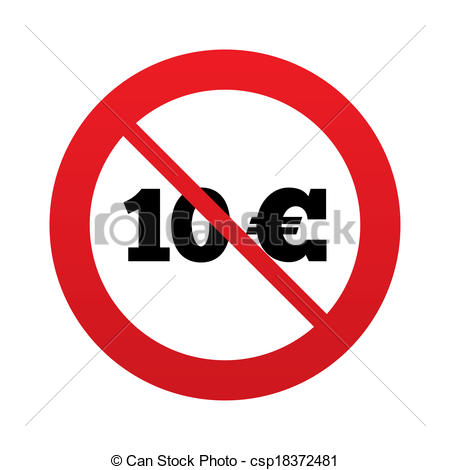 450x470 No 10 Euro Sign Icon. Eur Currency Symbol. Money Label. Red