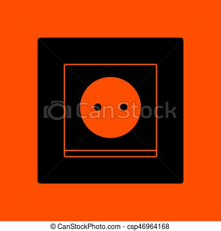 450x470 Europe Electrical Socket Icon. Orange Background With Black