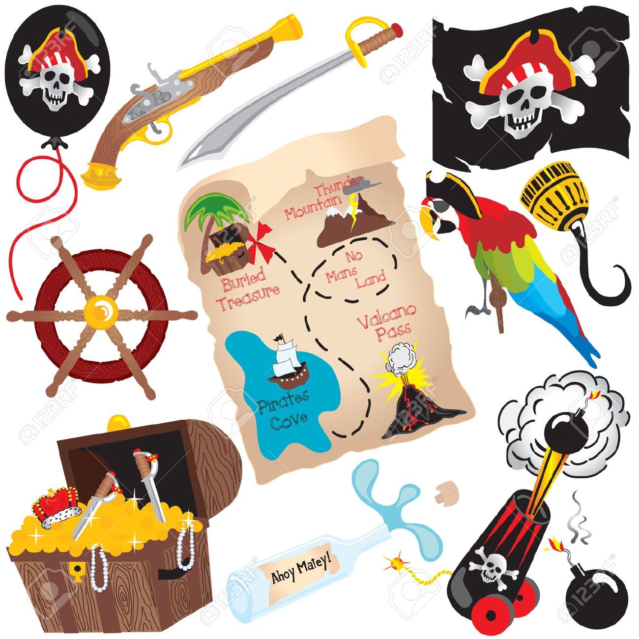 1300x1300 Pirate Map Clipart